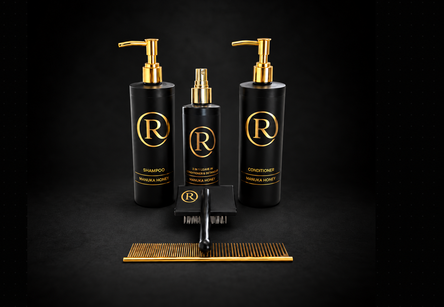 Matting Rescue Bundle - Manuka Honey - Shampoo & Conditioner 500ml. 2 in 1 200ml, slicker brush & comb